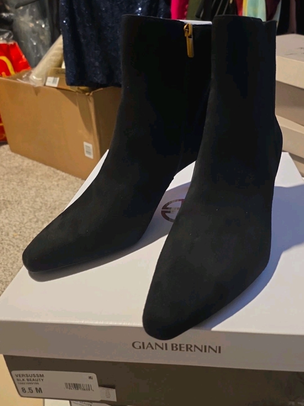Giani Bernini Black Suede Pointed Toe Ankle Booties